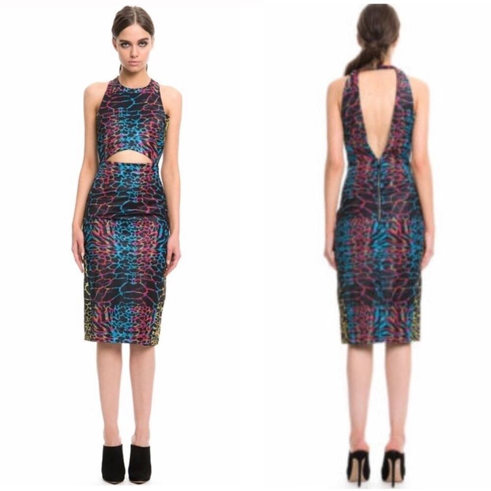 Premonition Abstract Cutout Sleeveless Open Back Sheath Cocktail Dress Size 6